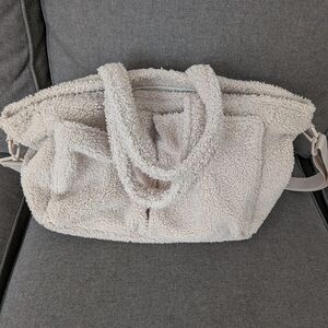 Cozy Sherpa Tote Bag/Diaper Bag - Cream